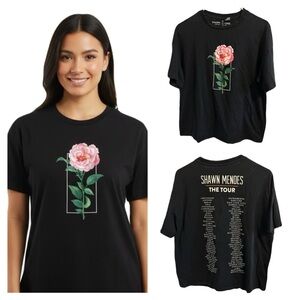 SHAWN MENDES X H&M Divided The Tour Floral Graphic Band Tee Black Size M Concert